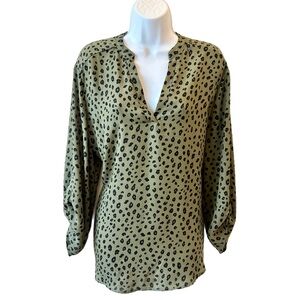 Lush Olive and Black Animal Print Blouse